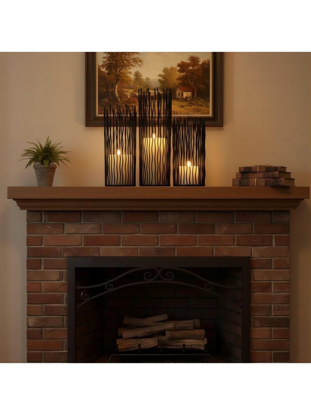 New Set of 3 Black Metal Wire Willow Pillar Candle Holders 8 10 12 Inch Decor - Picture 5 of 6